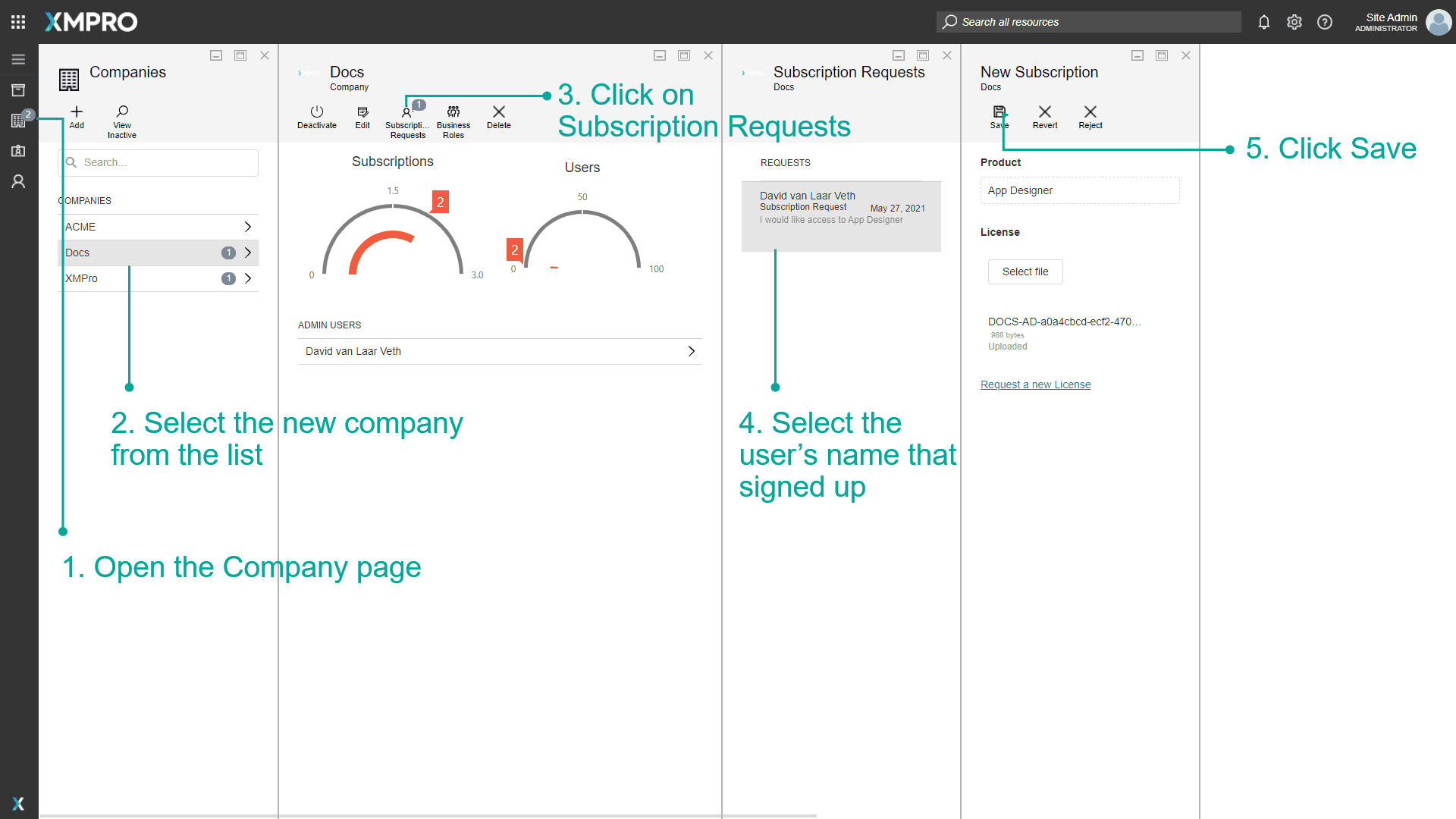 Fig 1: Request a new License