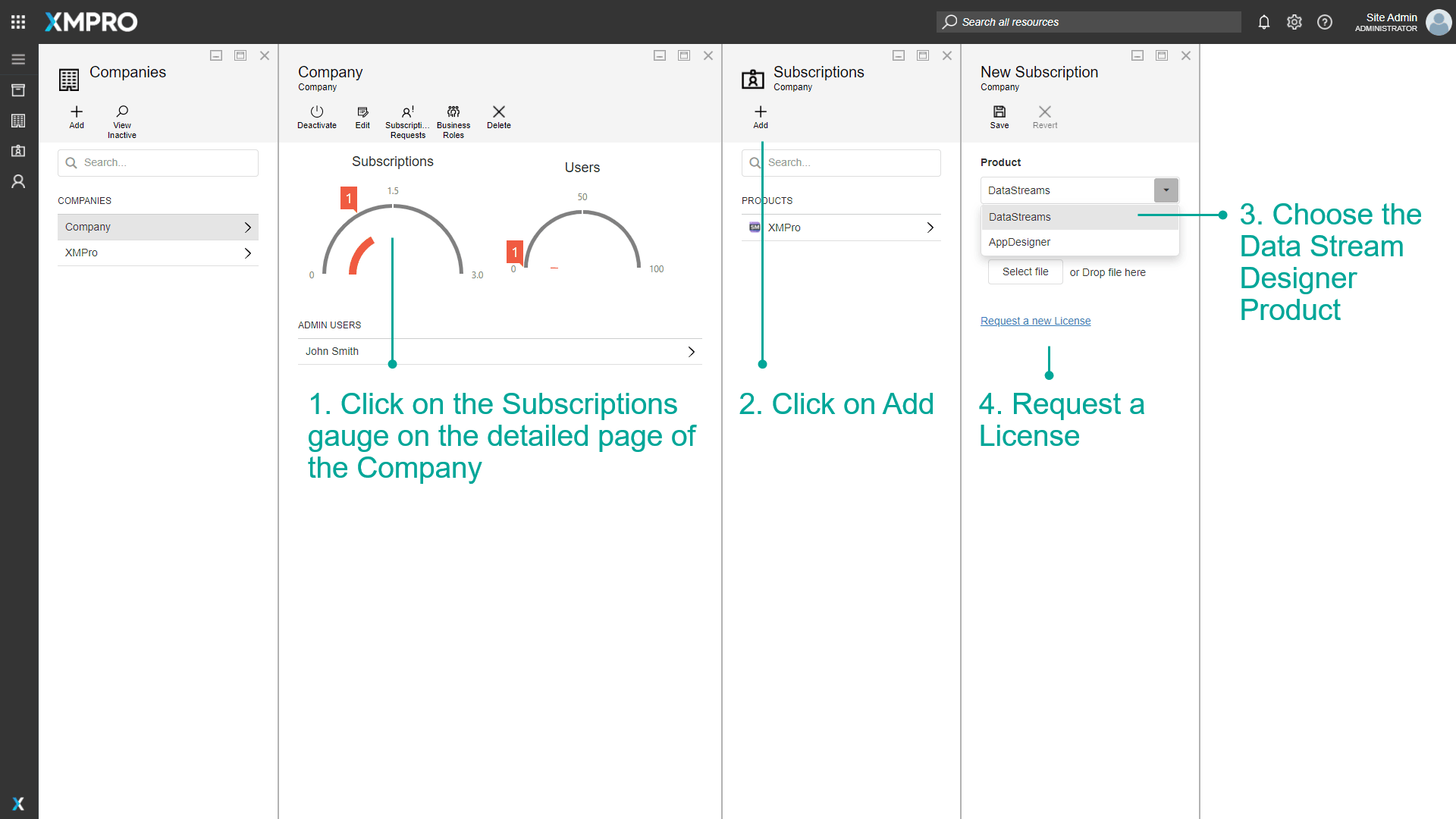 Company Subscriptions Page