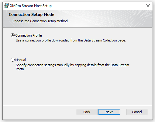 Setup mode selection