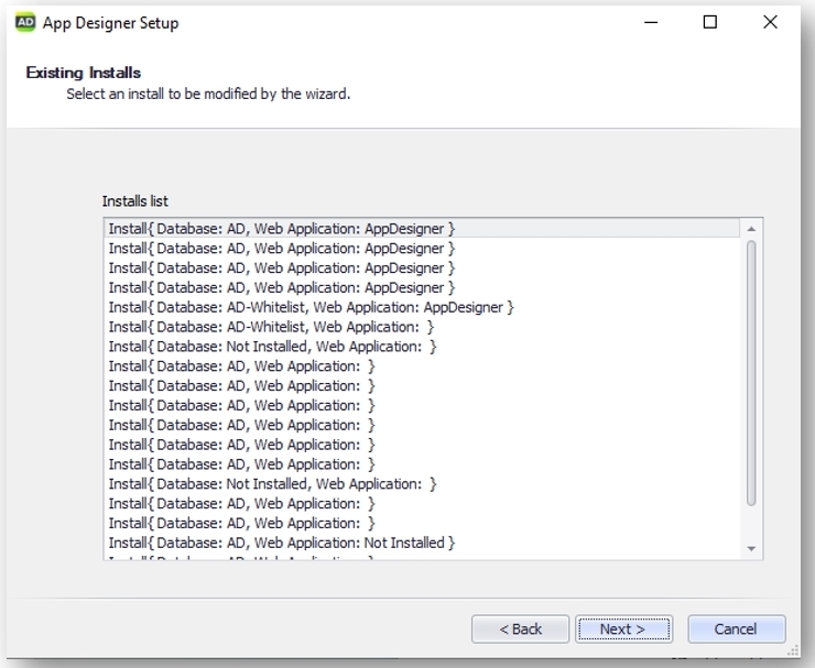 Cancel App Designer Setup