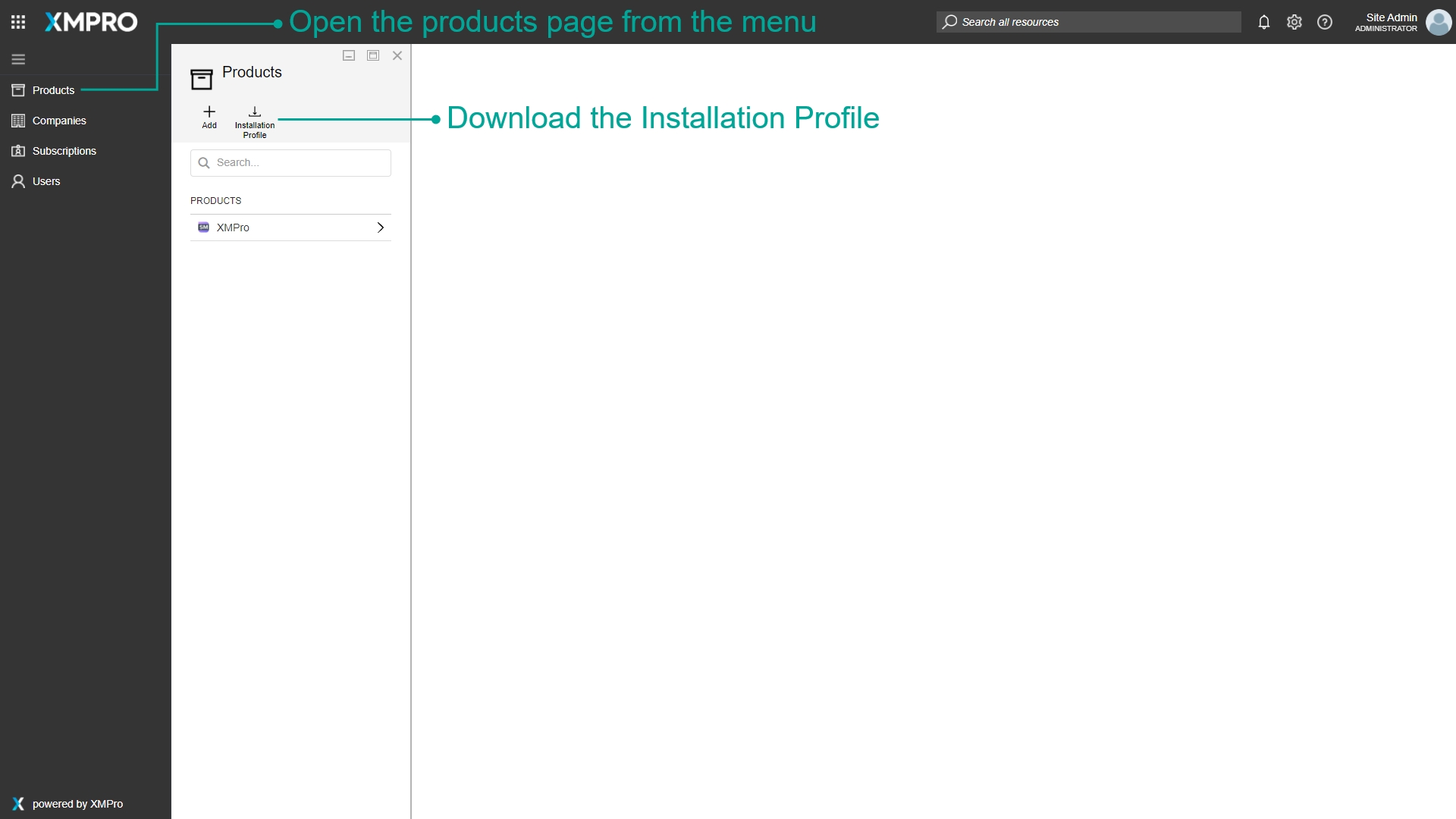Installation Profile Button