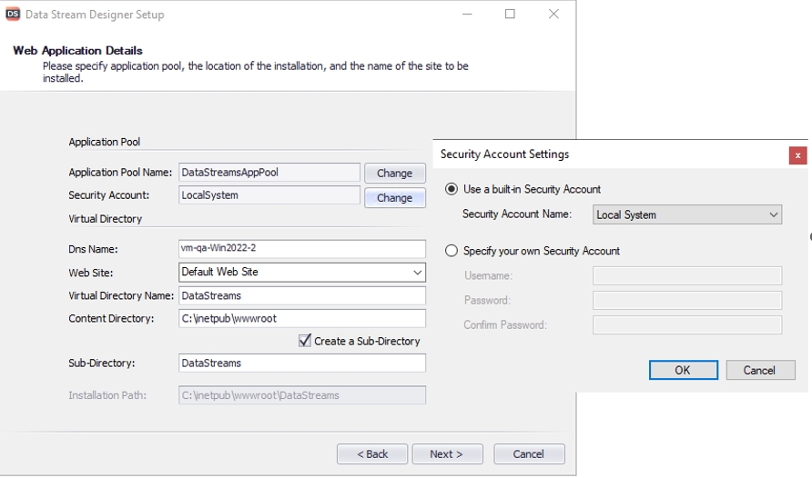 Security Account Configuration