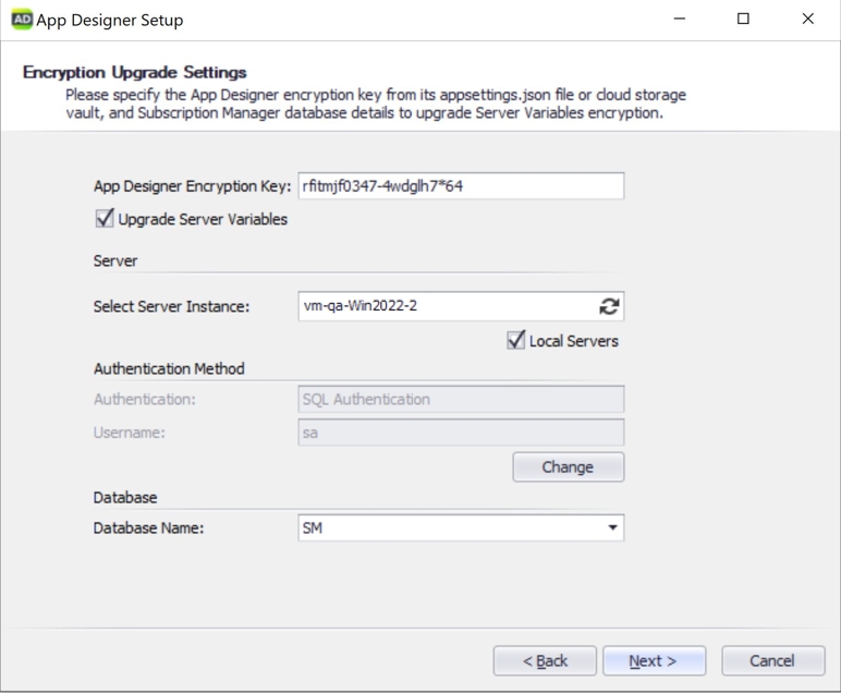 App Designer Encryption Key