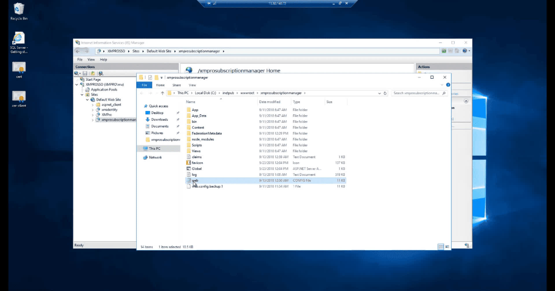 Open web.config file
