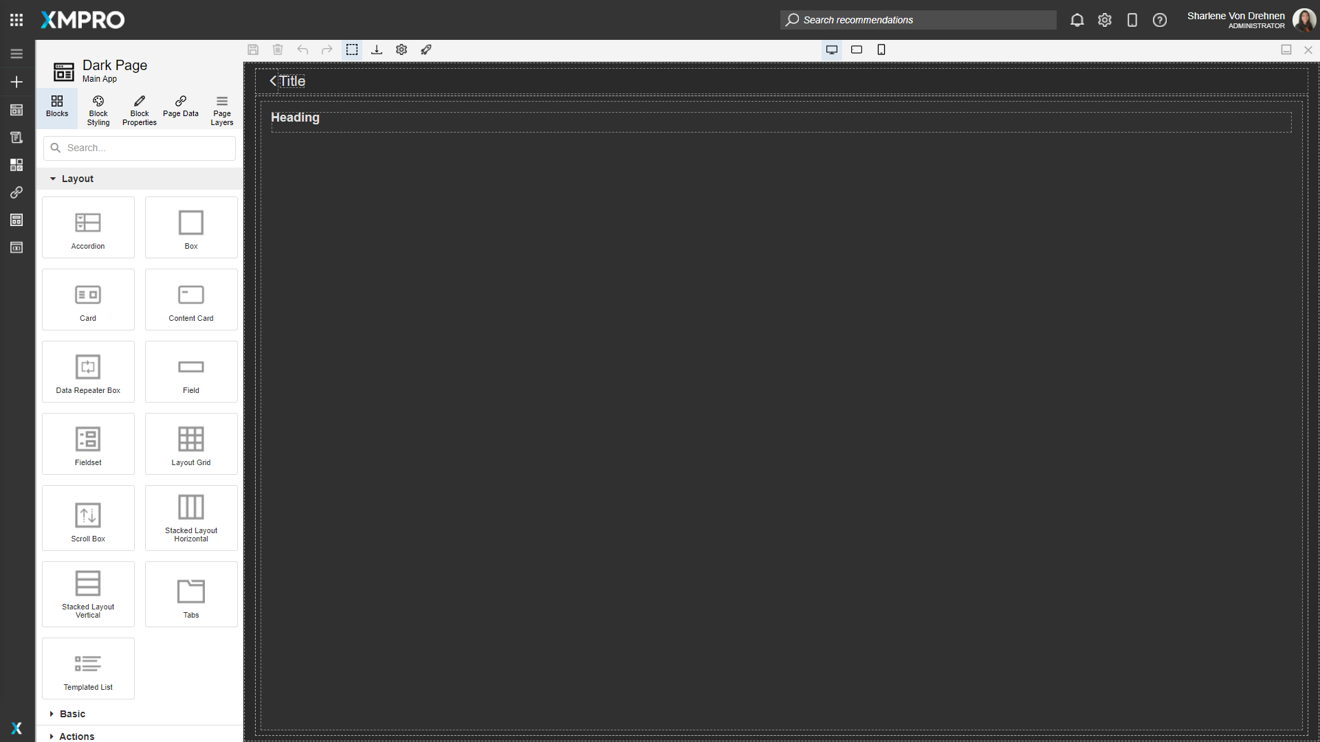 Example of an application with dark theme applied, showing dark background and light text