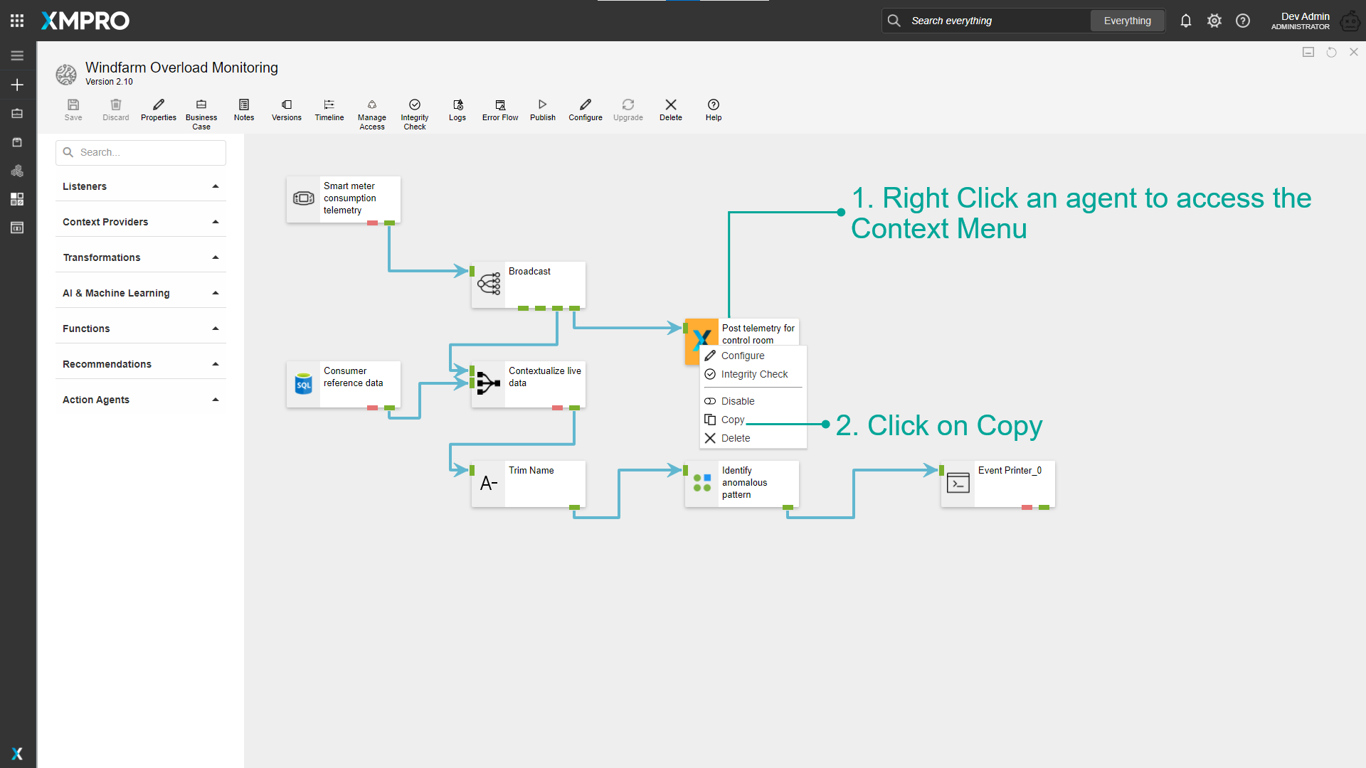 Selecting the Copy option from the context menu