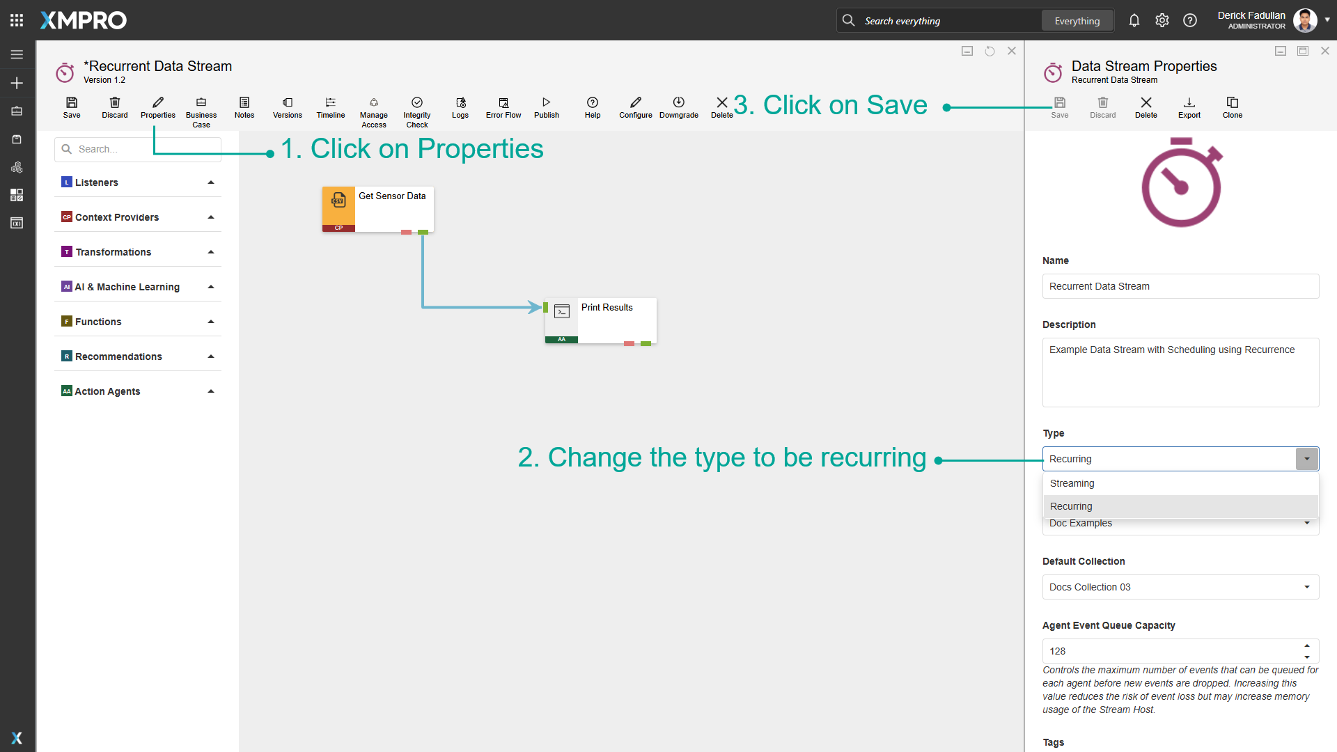 Change to Recurrent Data Stream