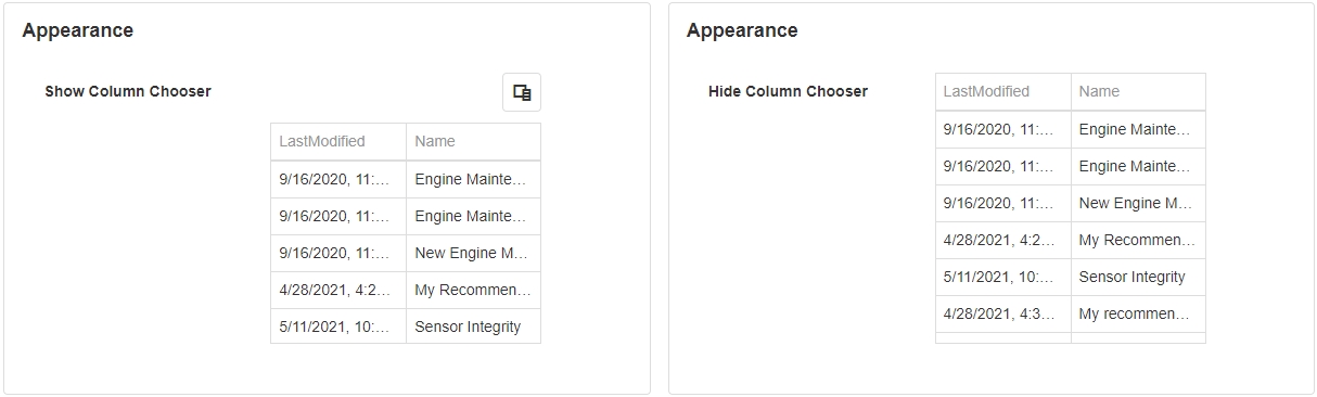 Show Column Chooser