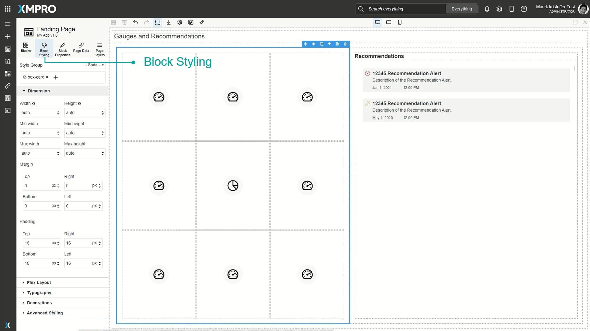 Style Group dropdown showing 'None (default)' selected in the Block Styling tab