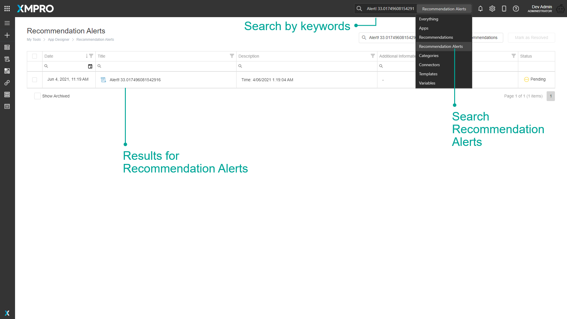 Search Recommendation Alerts