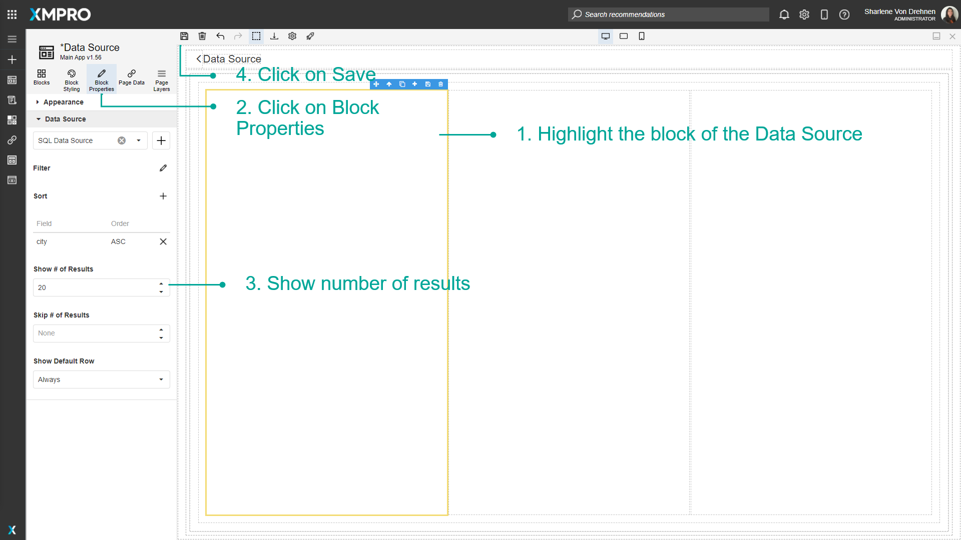 Setting number of results to display