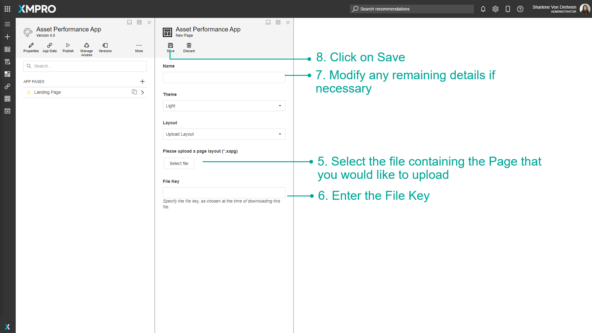 File upload dialog with file selection and key fields