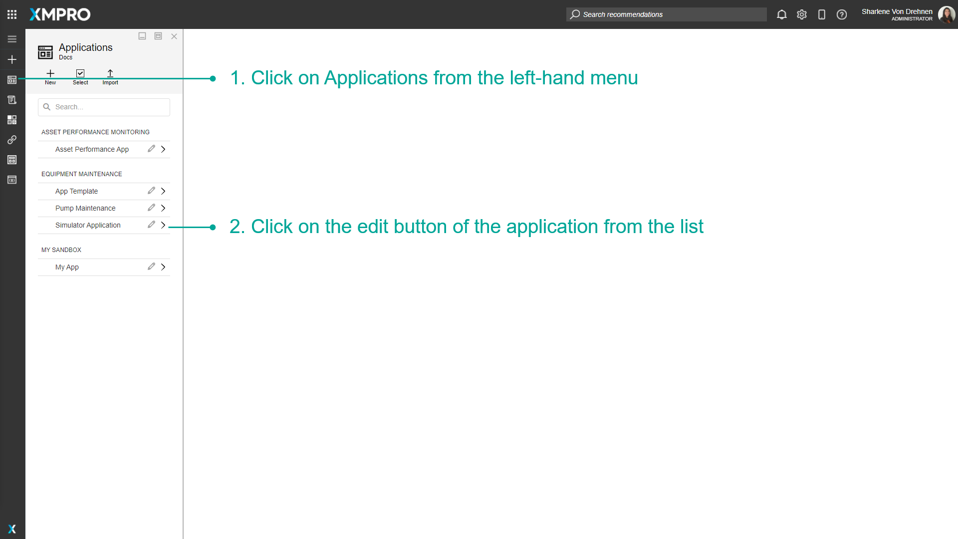 Screenshot of the Applications list view showing multiple application cards with an Edit button highlighted on one of them.