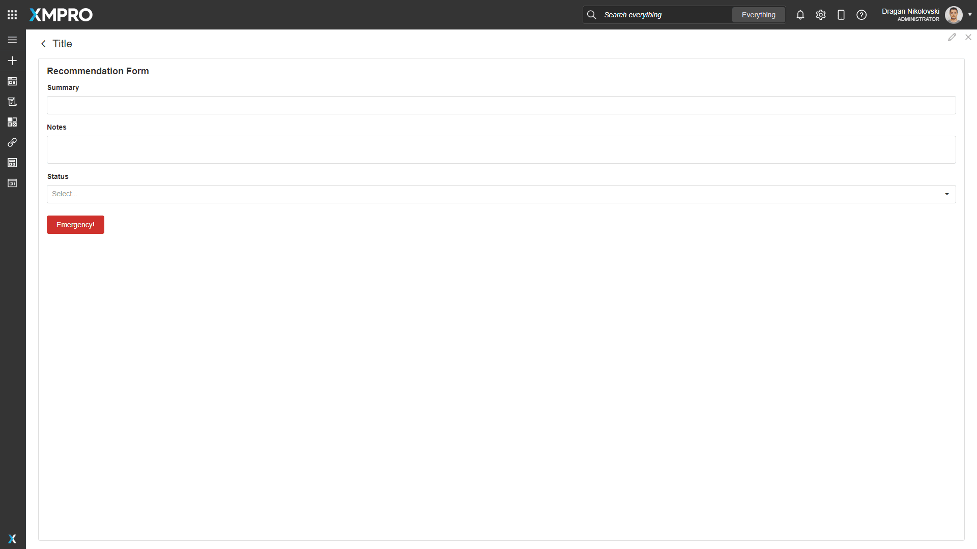 Form functionality for an Alert