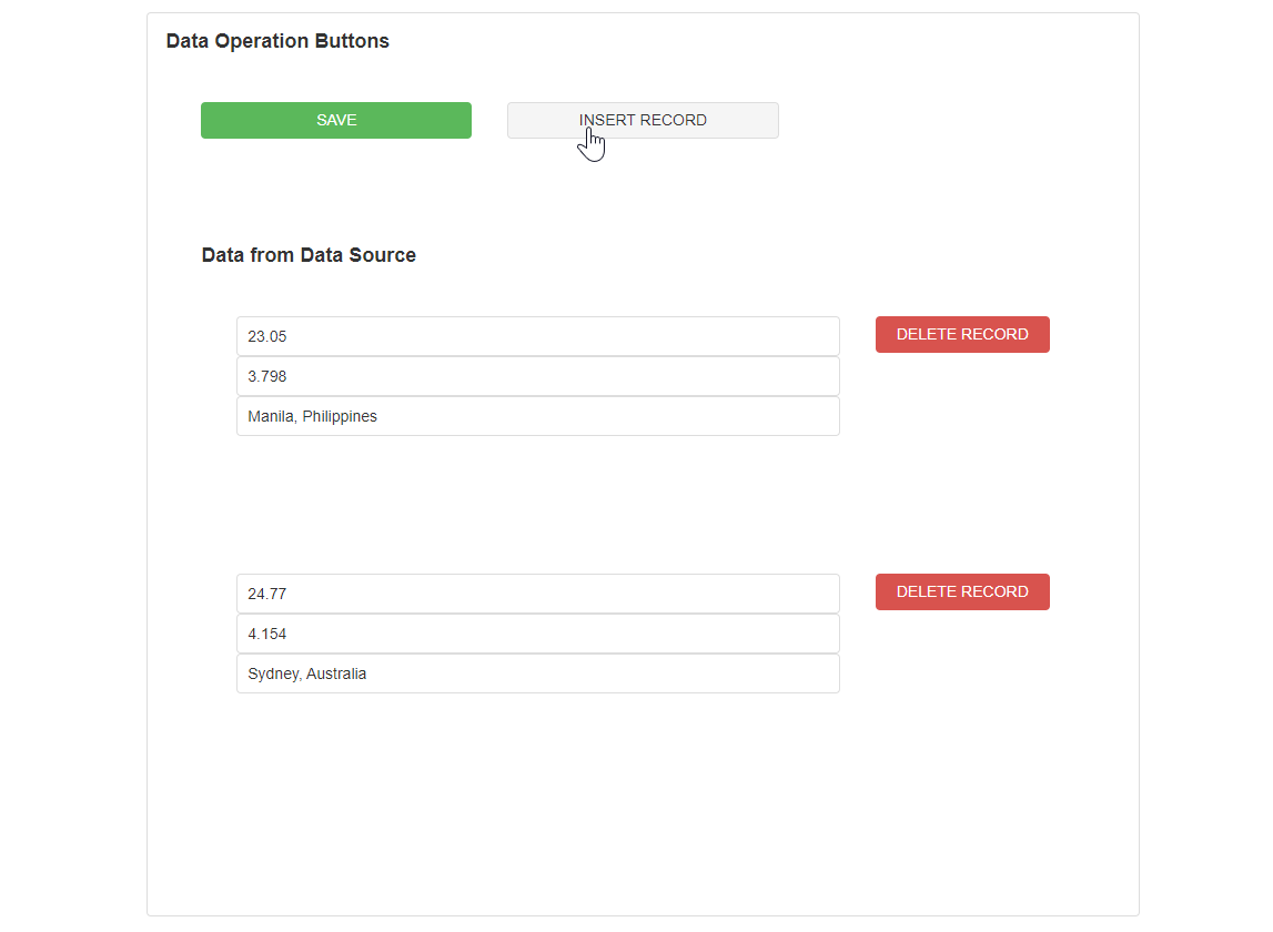 Data Operations insert mode demonstration