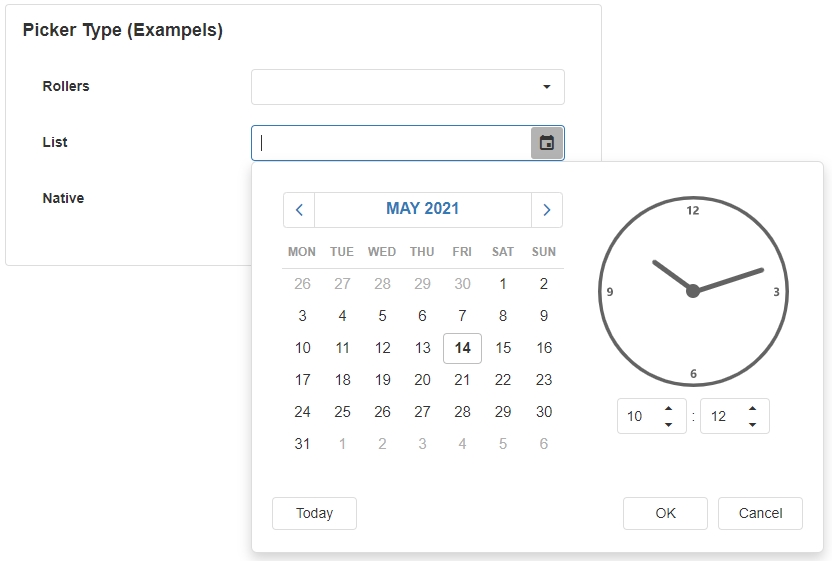 Picker Type - Calendar