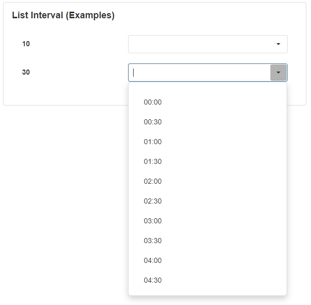 List Interval Example