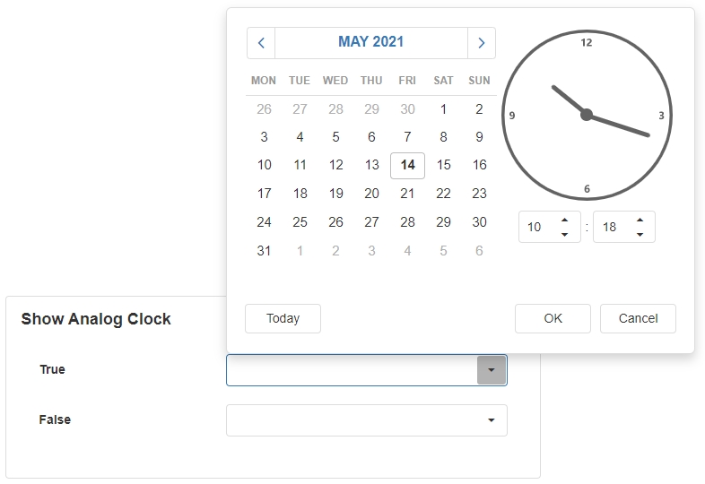 Show Analog Clock Setting