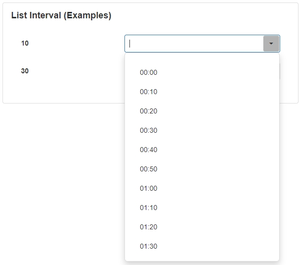 List Interval Setting