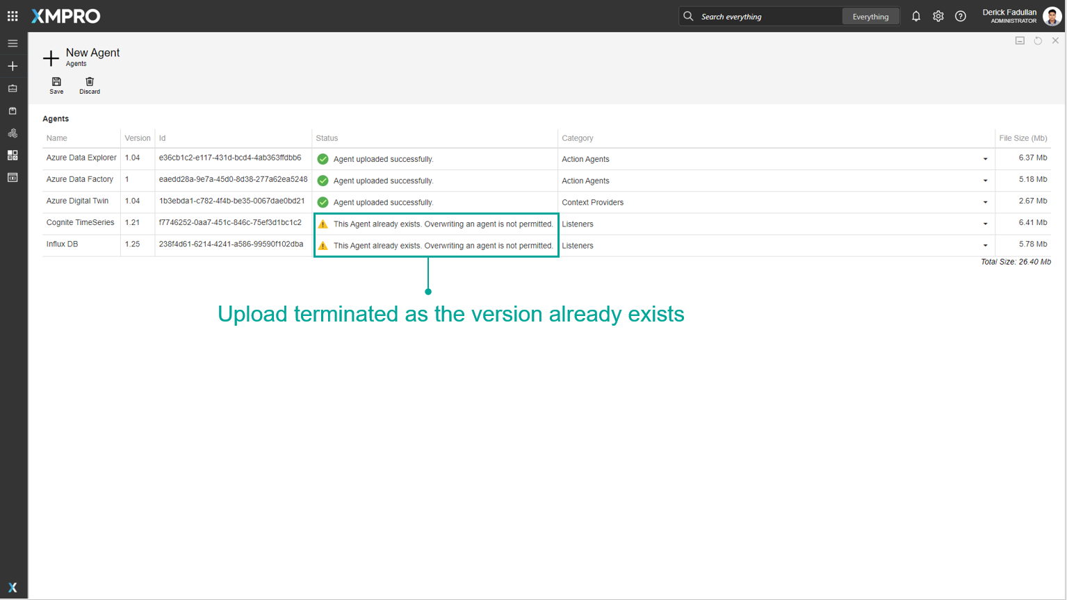 Bulk upload version fail