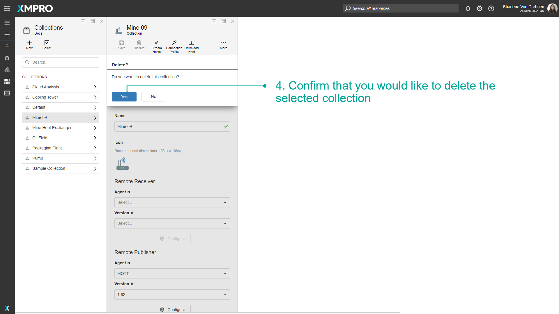 Confirming collection deletion