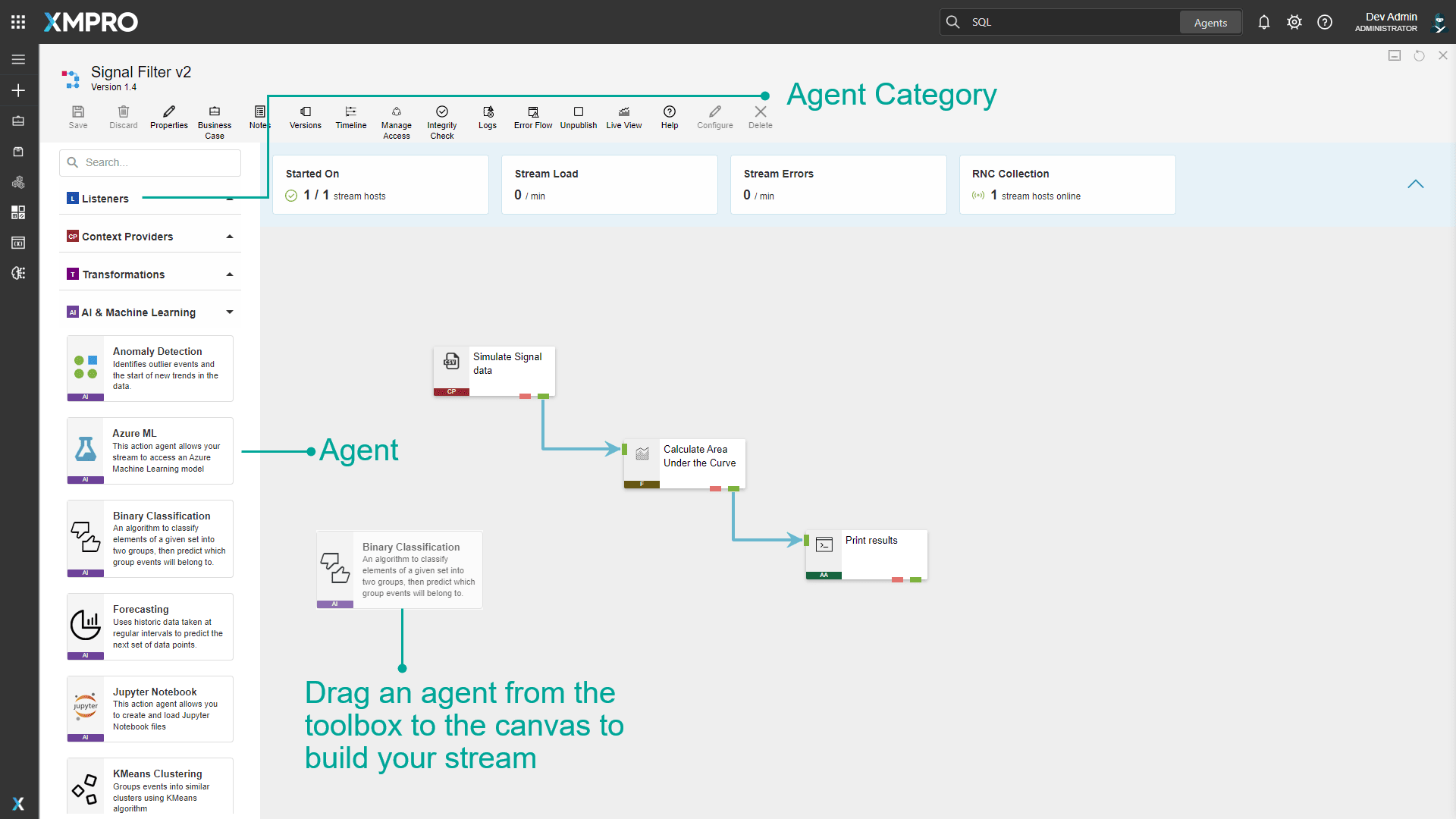 Fig 4. Data Stream Toolbox Interface
