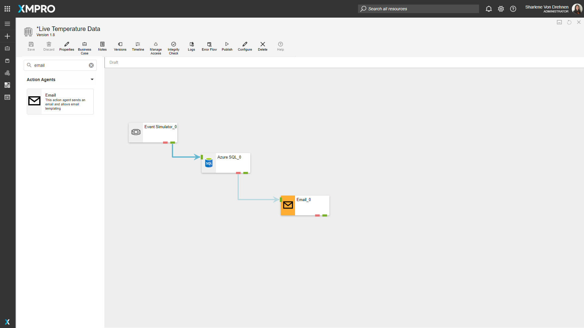 Connecting an error endpoint to an Email Sender agent