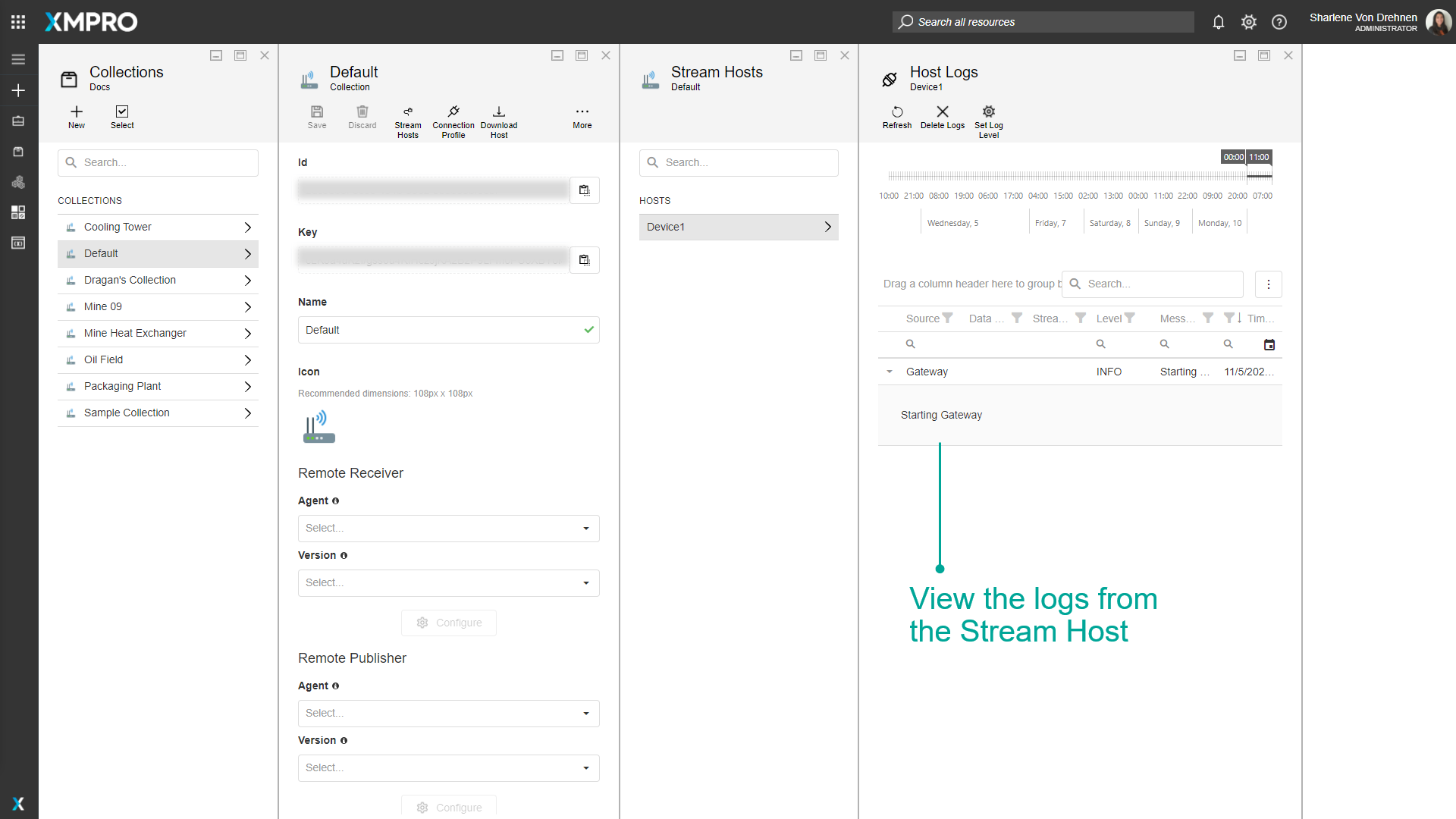 Stream Hosts per Collection showing active host count