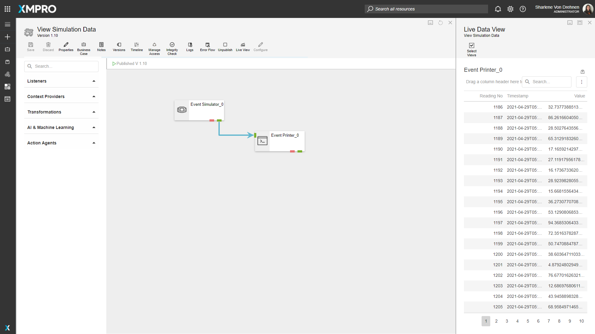 Selecting agents to view live data