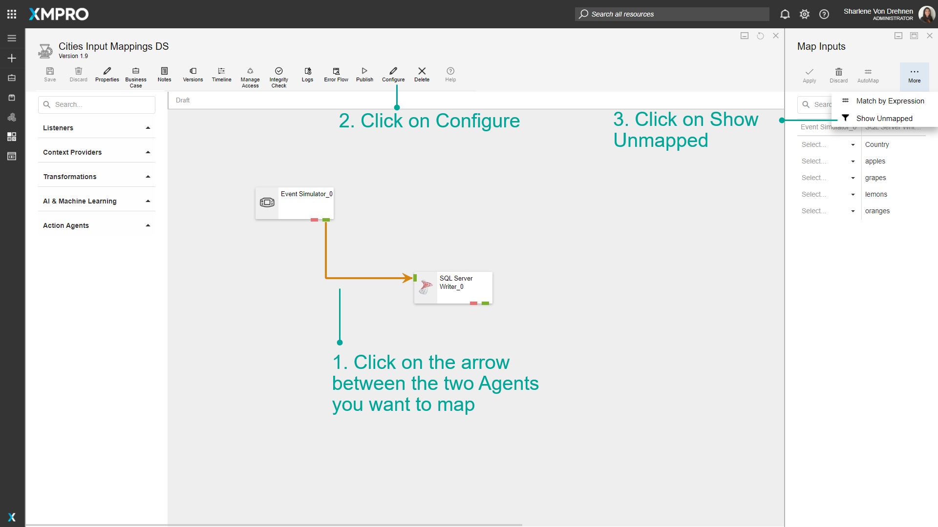 Selecting the Show Unmapped option