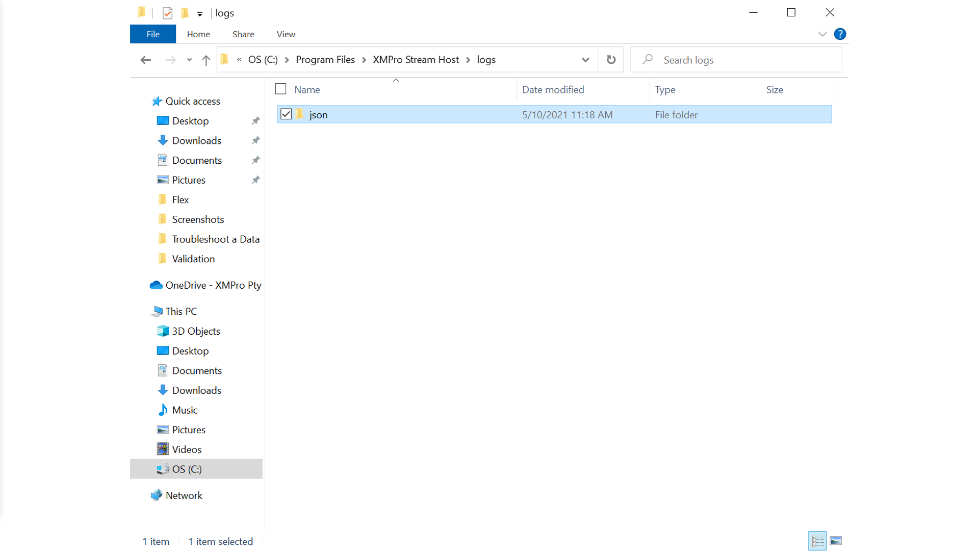 Stream Host logs directory structure