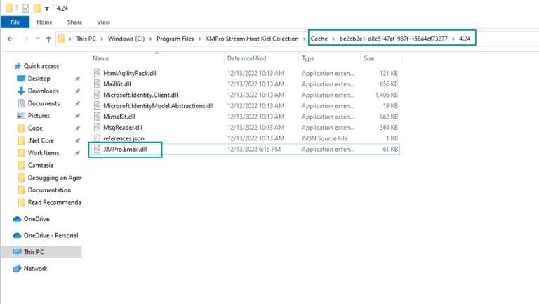 Destination folder