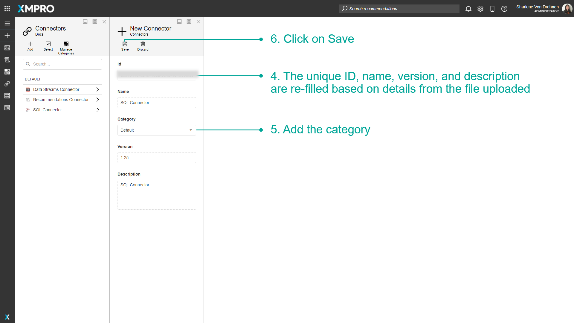 Connector details form