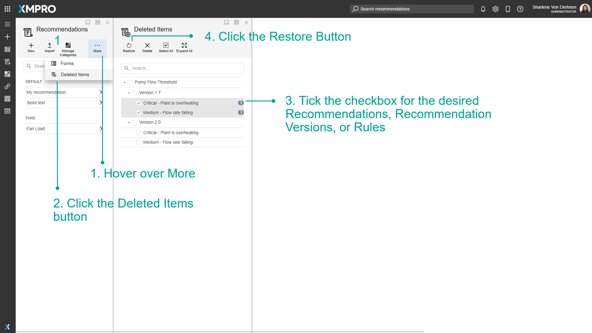 Restore deleted items
