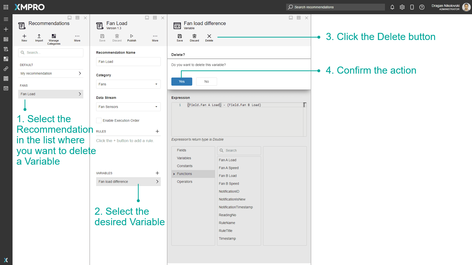 Delete Variable confirmation
