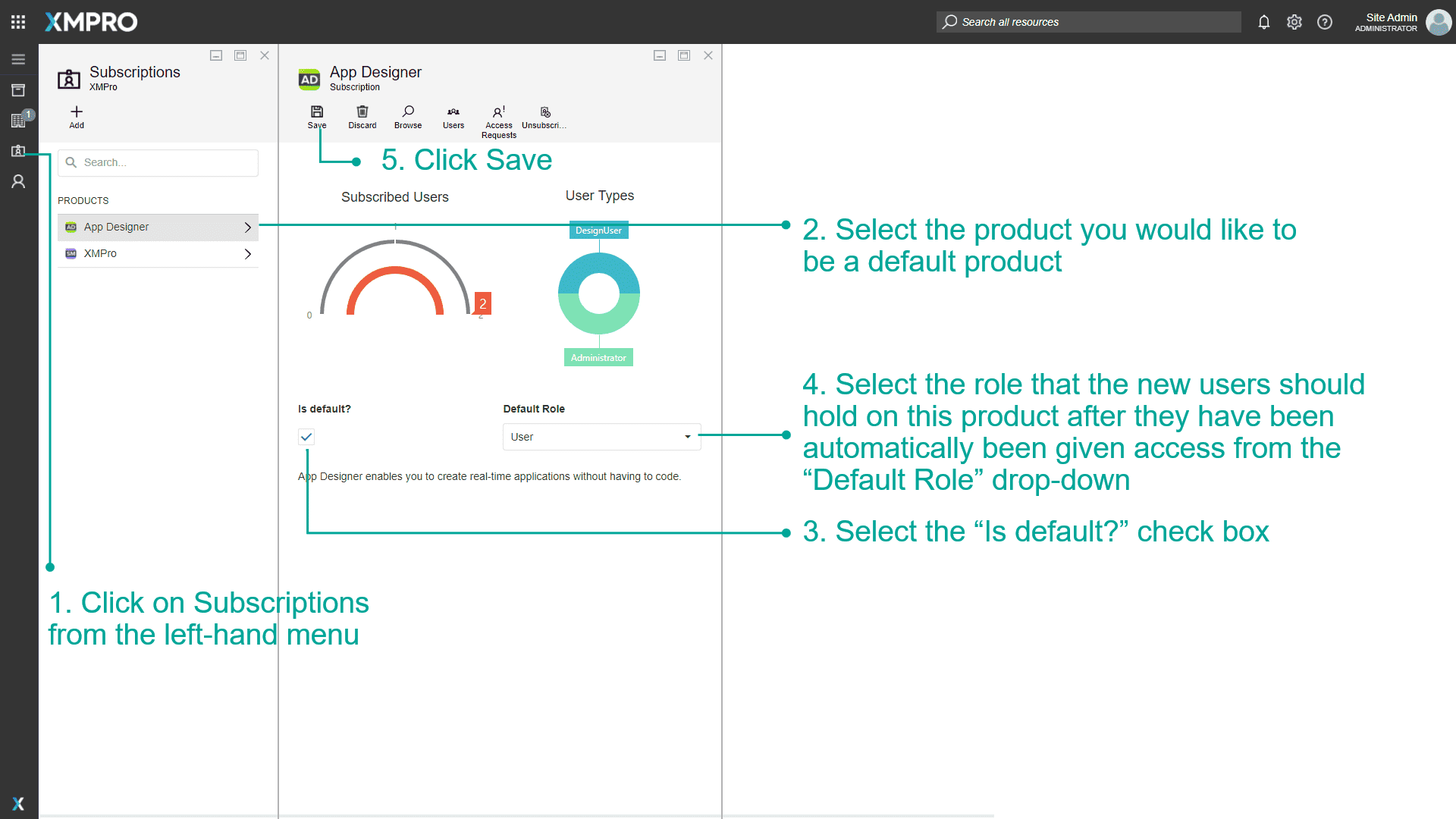 Default Subscriptions Setup