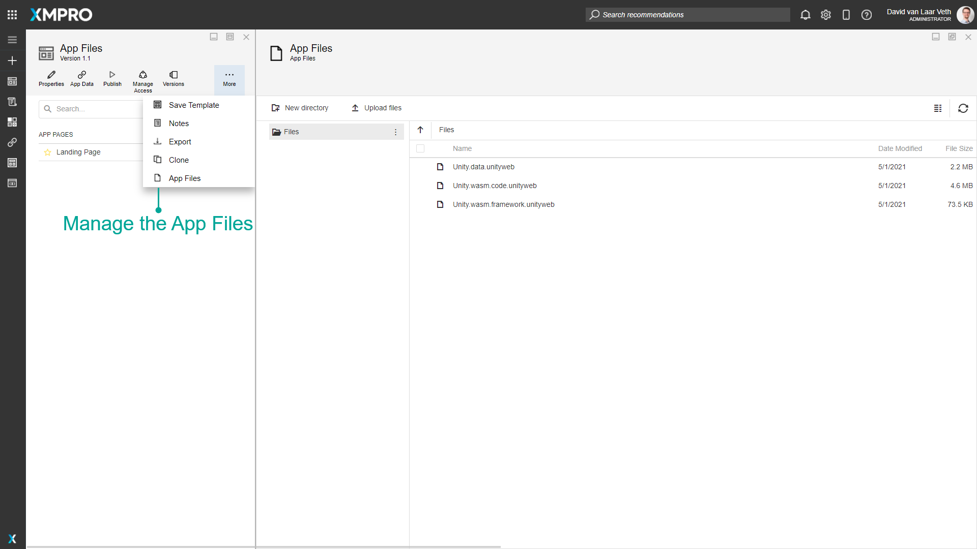 App Files explorer interface view