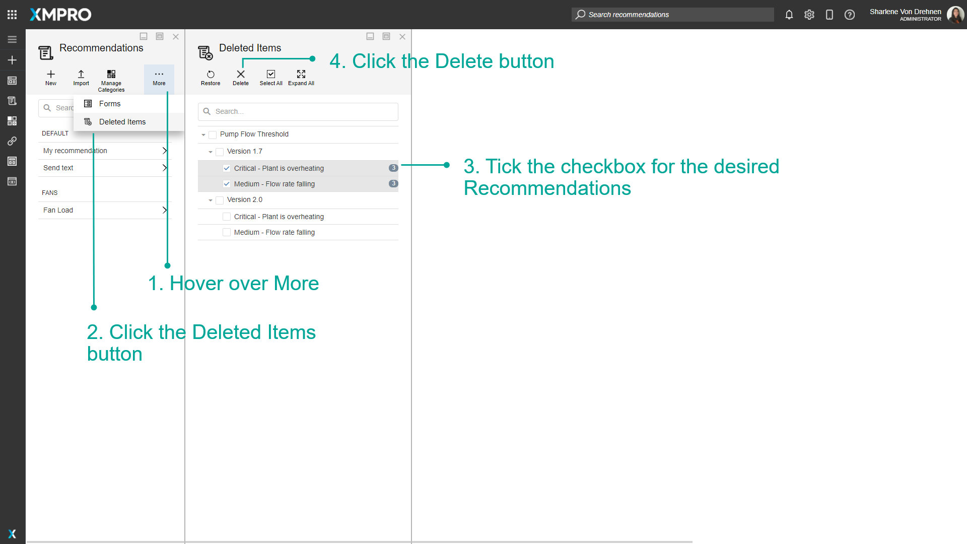 Delete items permanently