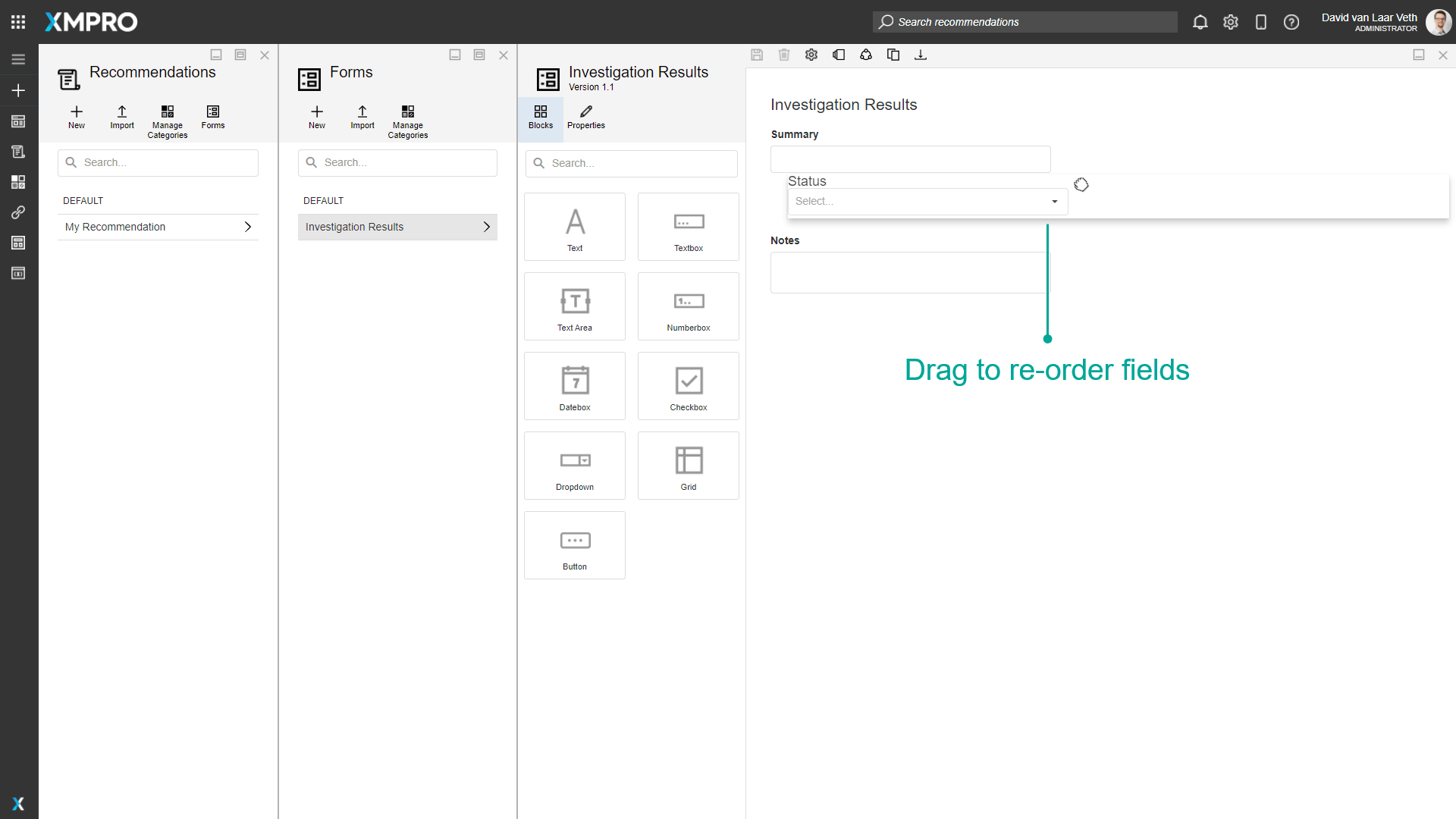Reordering Form Blocks