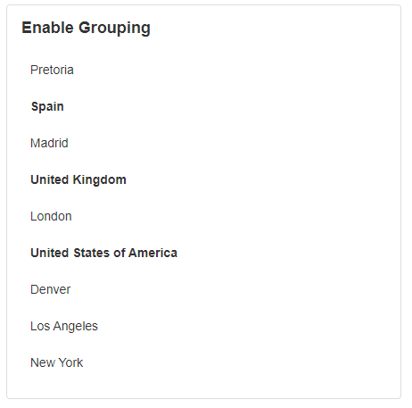 Grouped records example