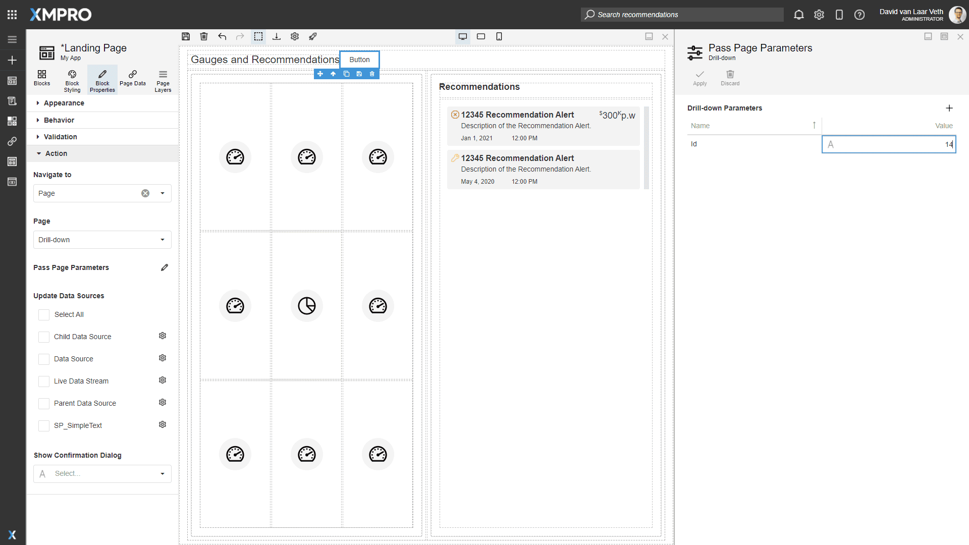 The page will be navigated to with 14 as the value of the Id Parameter 