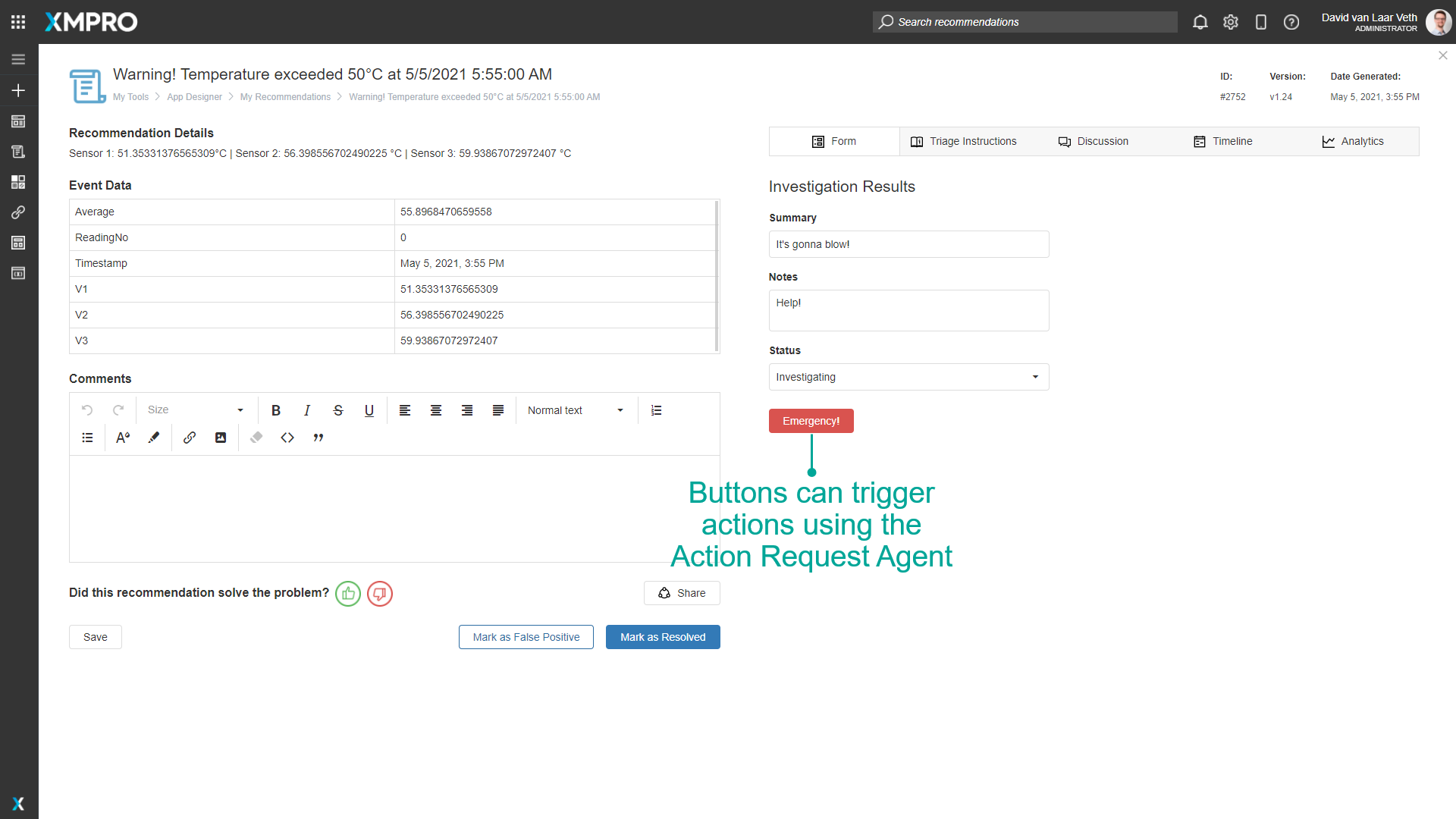Action Request Form Button