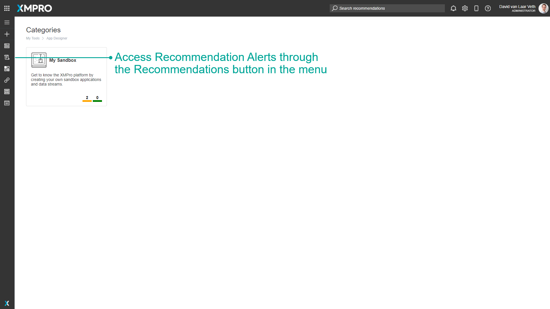 Fig 1: Access the recommendations menu