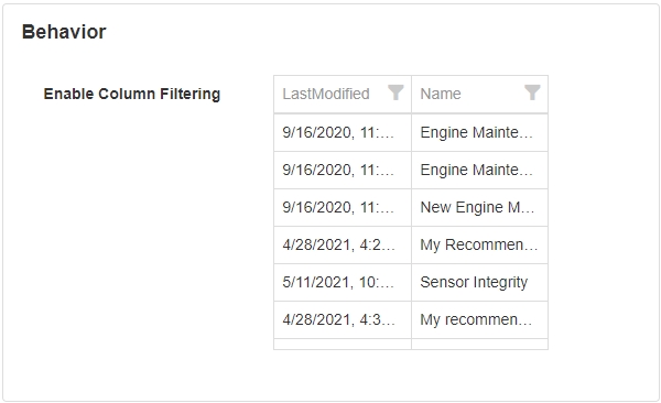 Enable Column Filtering