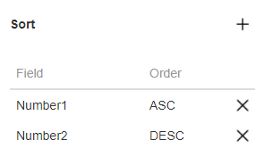 Sort configuration interface with ascending and descending field options