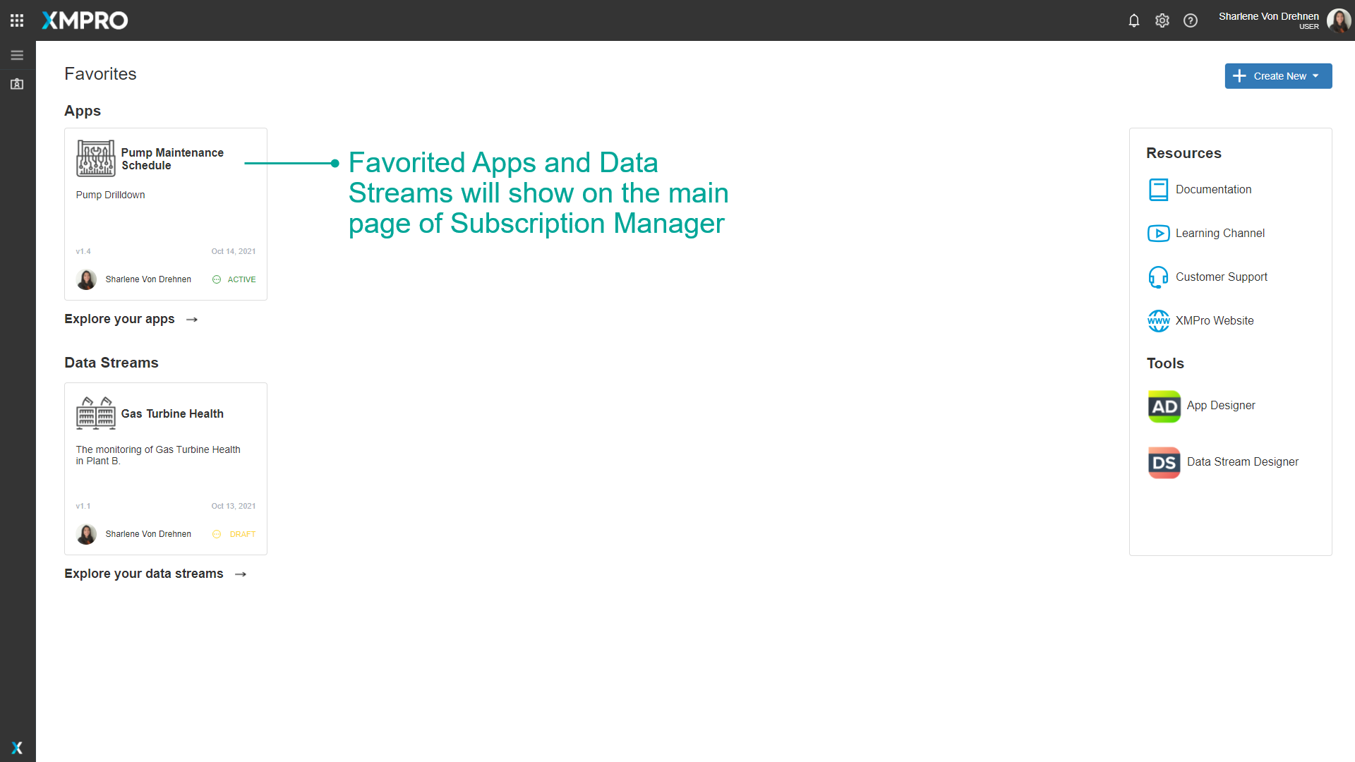 Favoriting Apps and Data Streams