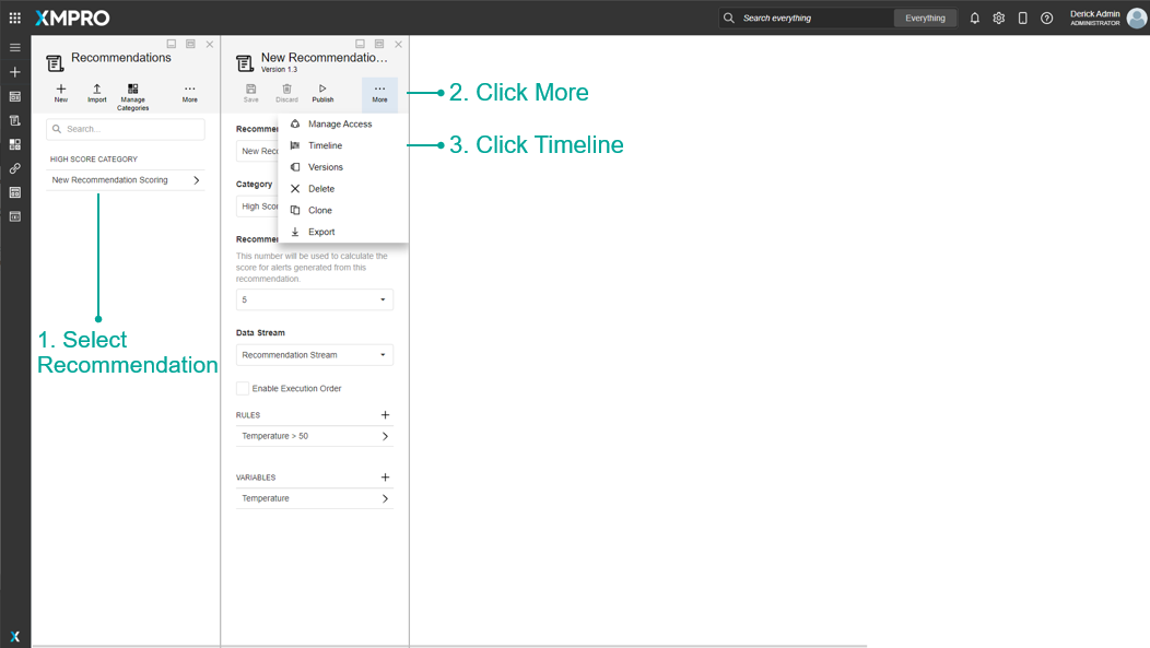 Manage Recommendations