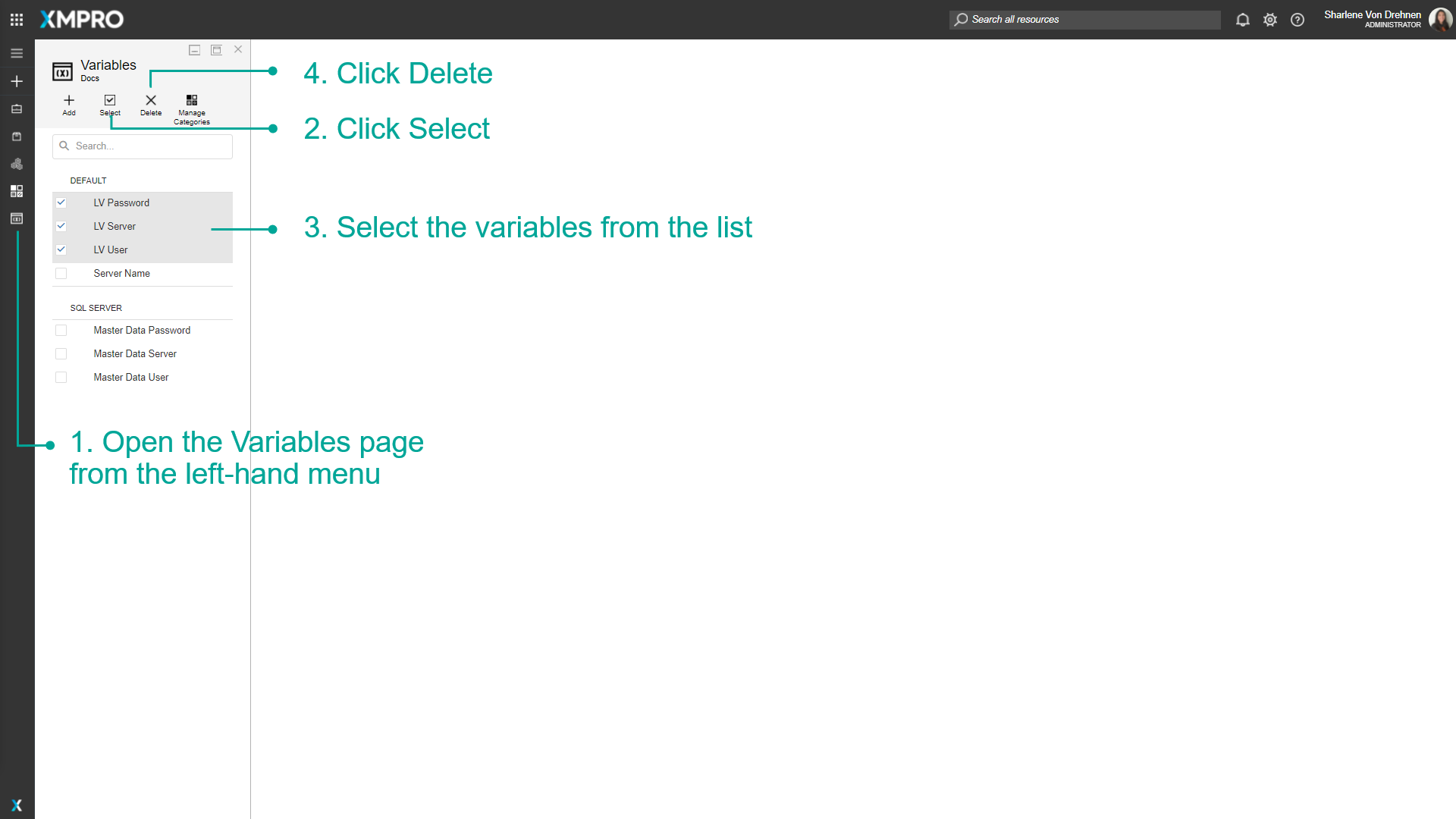 Remove multiple variables