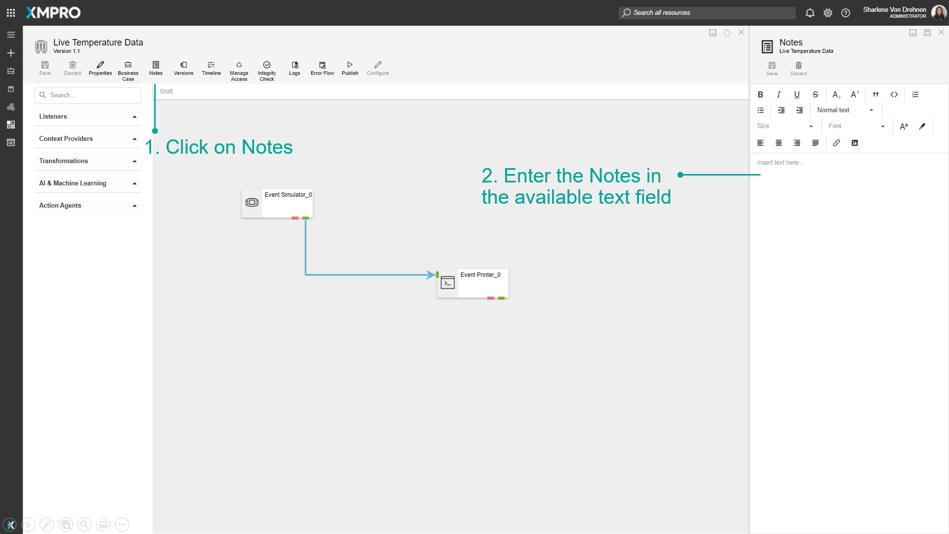 Adding Notes to Data Stream