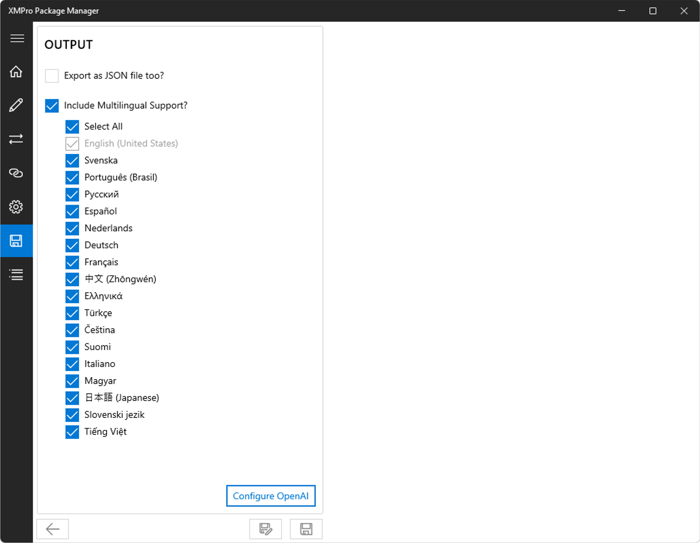 Output configuration
